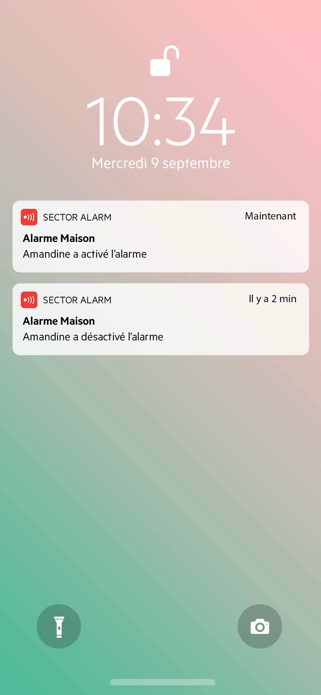 Notifications de lapplication Alarme Martinique pour la sécurité à domicile.